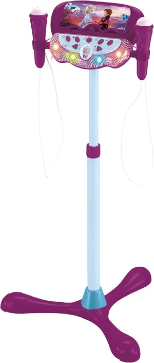 LEXIBOOK Frozen, Lighting Speaker with Stand for Children, Musical Toy Game, Adjustable Height, Light Effects, 2 Microphones Included, MP3 Plug, Aux-in Cable Plug, Purple/Blue, S160FZ