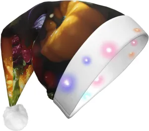 Light-Up Santa Hat for Holiday Parties â€“ Cozy Christmas Beanie with Fresh Cabbage Print, Perfect for Festive Costumes