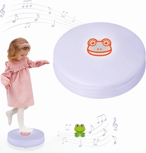Light Up Music Toys, Touch Sensitive Toddler Toy, LED Floor Tiles Indoor Games, Interactive Animal Sounds Toys for Home, School, Playground - White (Frog)