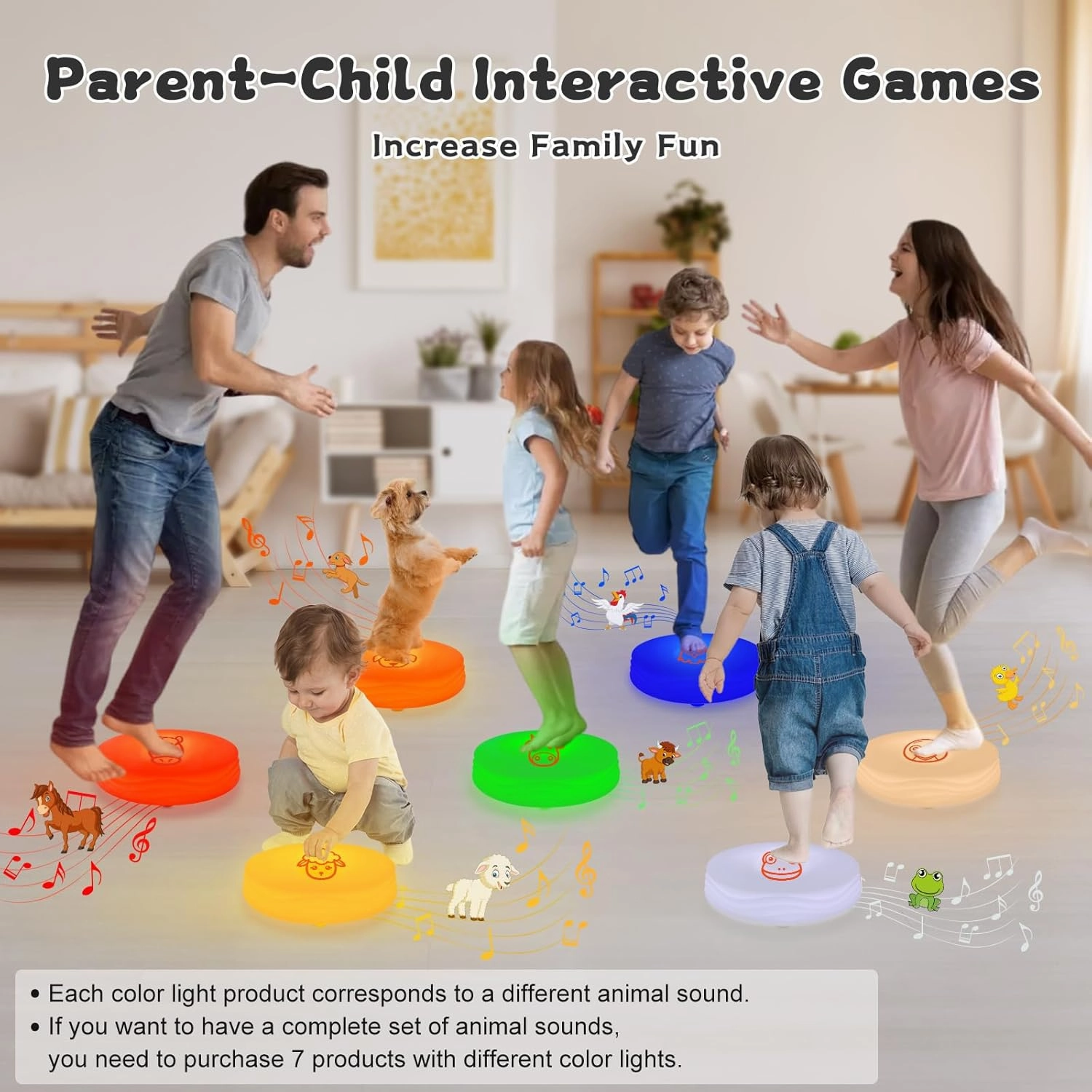 Light Up Music Toys, Touch Sensitive Toddler Toy, LED Floor Tiles Indoor Games, Interactive Animal Sounds Toys for Home, School, Playground - White (Frog)