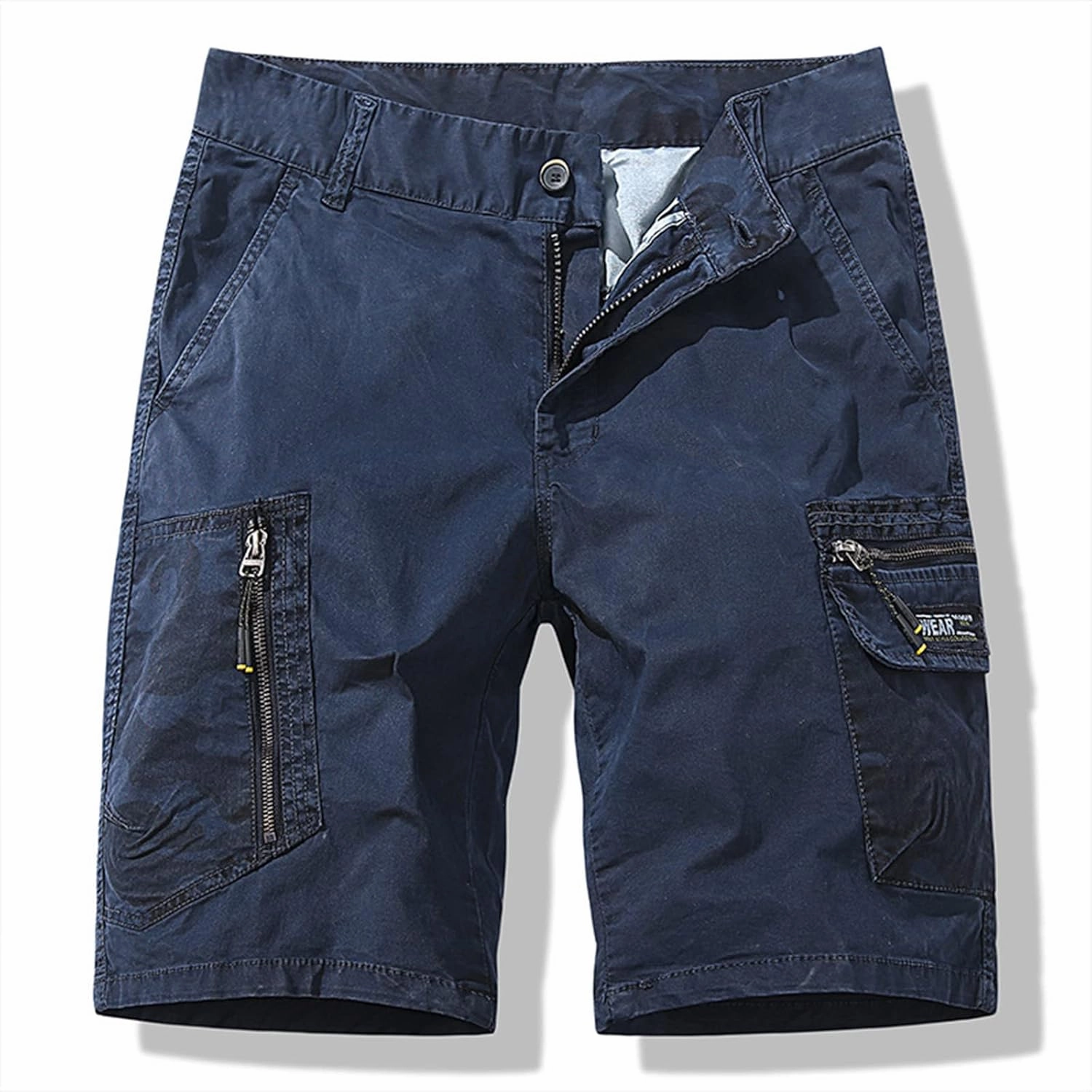 Light Weight Big & Tall Cargo Relaxed Fit Shorts for Men 2023 Buckle Zipper Multi Pockets Linen Shorts Outdoor