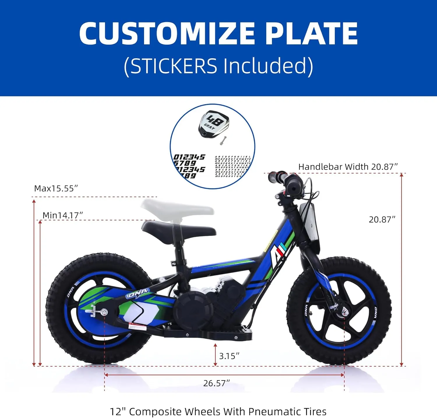 Lightweight Electric Dirt Bike for Kids, 170/340W Electric Motorcycle Up to 10/12MPH, 24V Detachable Battery, Hand-Operated Dual Brakes Electric Balance Bike for Ages 3-6/5-12