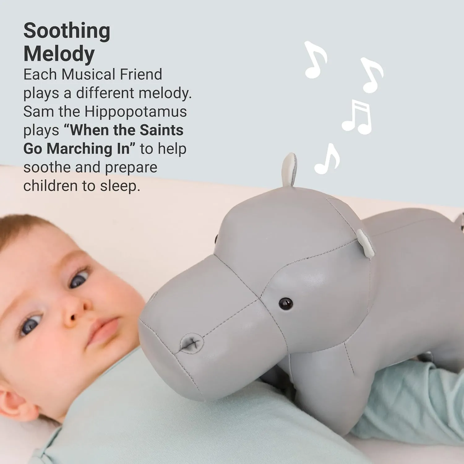 Little Big Friends Musical Friends | Pull String Cord Musical Toy for Baby | Special Stuffed Animal | Easy to Clean | Sam The Hippopotamus