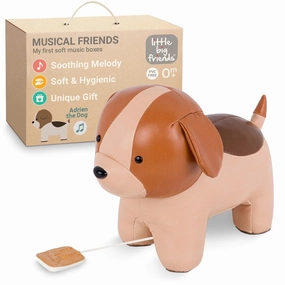 Little Big Friends Musical Friends | Pull String Cord Musical Toy for Baby | Special Stuffed Animal | Easy to Clean | Adrien The Dog