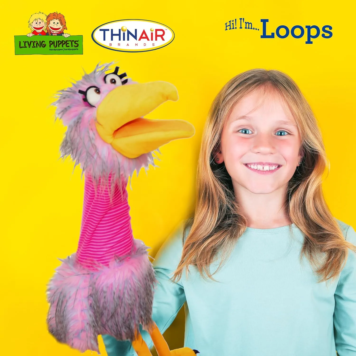 Living Puppets 21-Inch Plush Pink Bird Hand Puppet - Fine European Design, Ultra-Soft and Cuddly, Promotes Child Development, Safety Certified, Teacher-Recommended for Boys and Girls