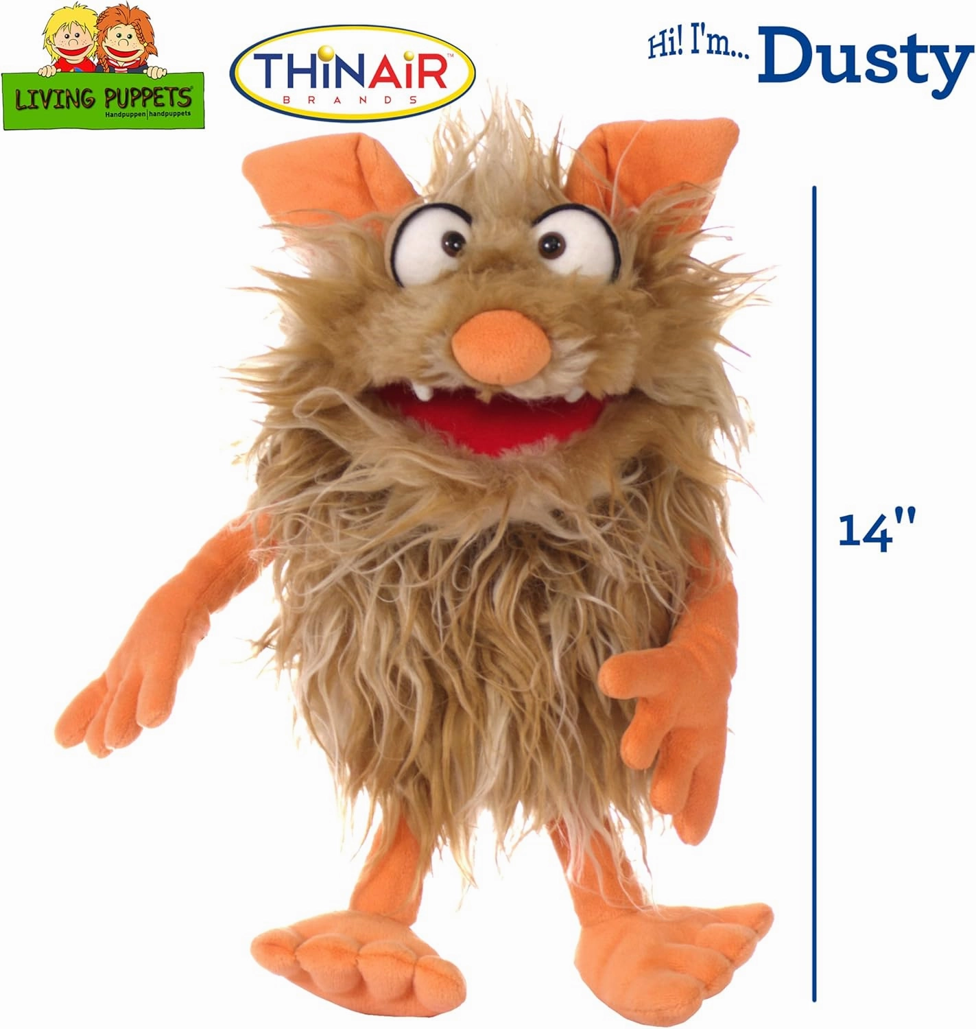 Living Puppets 14-Inch Friendly Monster Hand Puppet - Fine European Design, Ultra-Soft and Cuddly, Promotes Child Development, Safety Certified, Teacher-Recommended for Boys and Girls
