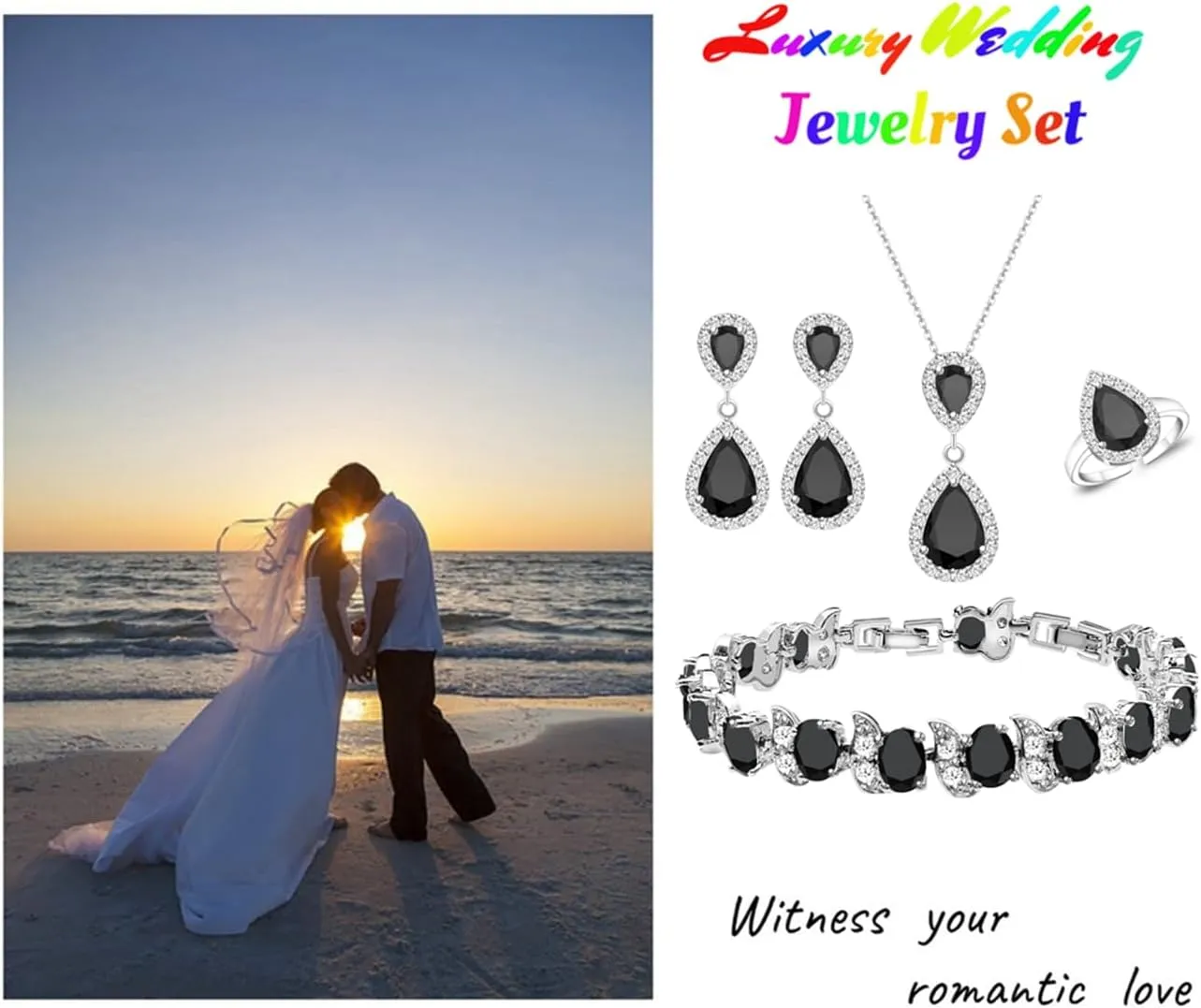 LMXXVJ Teardrop Jewelry Set for Women，Necklace Earrings Adjustable Ring Bracelet Set Fashion Formal Platinum/Gold/Rose Gold Jewelry Gift Girl/Mom/Wife/Grandmother/Best Friend/Aunt