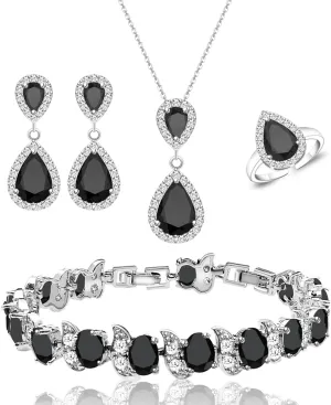 LMXXVJ Teardrop Jewelry Set for Women，Necklace Earrings Adjustable Ring Bracelet Set Fashion Formal Platinum/Gold/Rose Gold Jewelry Gift Girl/Mom/Wife/Grandmother/Best Friend/Aunt