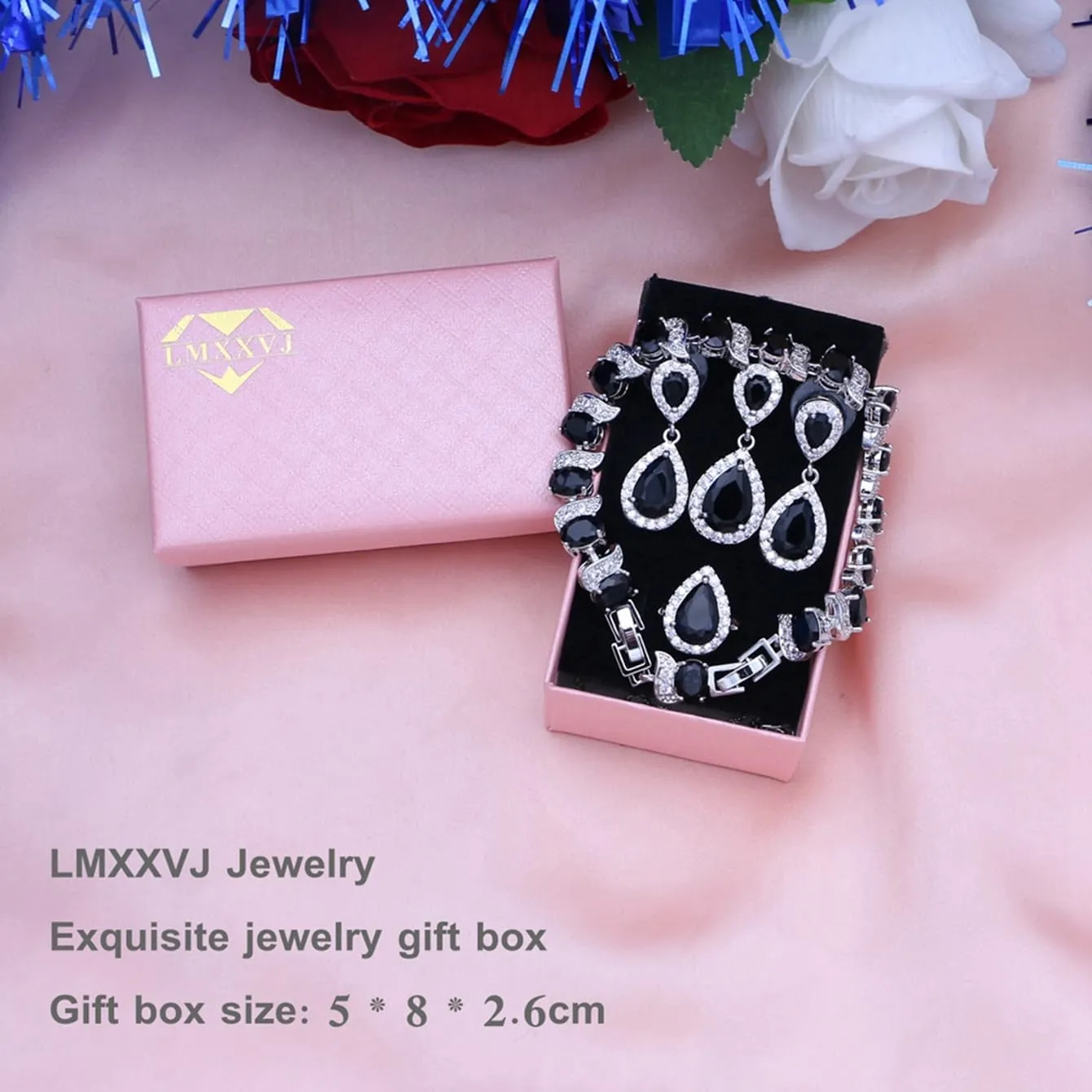 LMXXVJ Teardrop Jewelry Set for Women，Necklace Earrings Adjustable Ring Bracelet Set Fashion Formal Platinum/Gold/Rose Gold Jewelry Gift Girl/Mom/Wife/Grandmother/Best Friend/Aunt