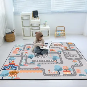 Loartee Soft Kids Educational Rug - 0.78" Thick Road Rug, ABC Alphabet & Numbers Play Mat for Toddlers, Game Area Rug, Baby Crawling Mats, Sweet Life, Gray