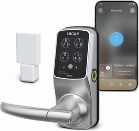 Lockly Secure Pro Smart Lock Wi-Fi, Keyless Entry Digital Keypad Door Lock, 3D Biometric Fingerprint Sensor Front Door Lock with Handle, Voice Control & Auto Lock - Latch Edition