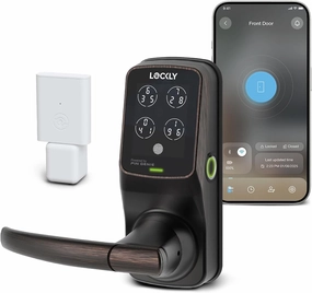 Lockly Secure Pro Smart Lock Wi-Fi, Keyless Entry Digital Keypad Door Lock, 3D Biometric Fingerprint Sensor Front Door Lock with Handle, Voice Control & Auto Lock - Latch Edition