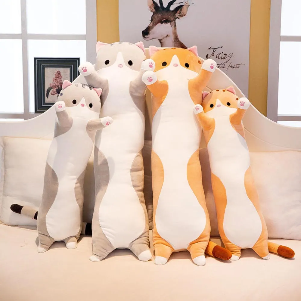 Long Cat Plush Toy Stuffed Animal Bolster Pillow