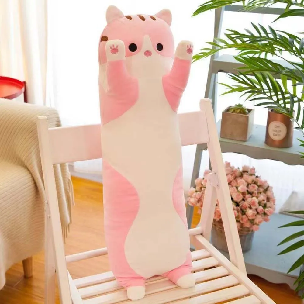 Long Cat Plush Toy Stuffed Animal Bolster Pillow