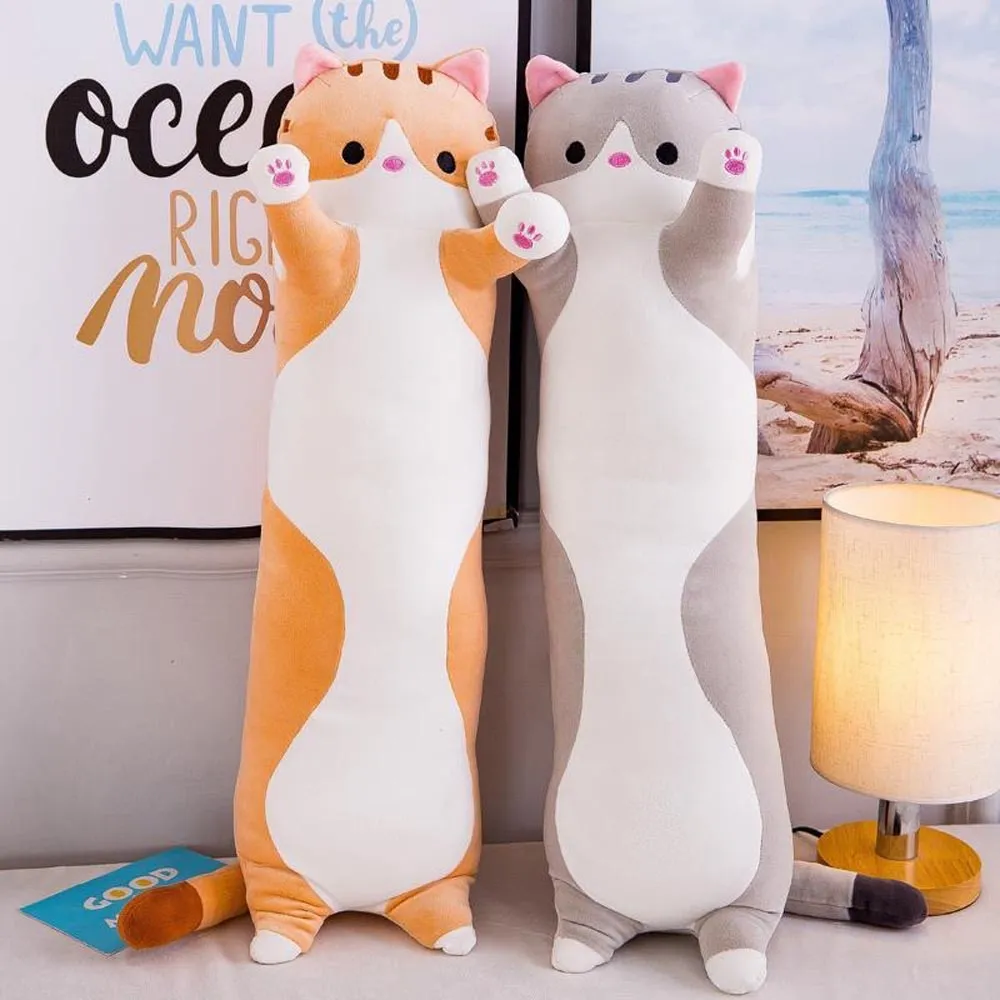 Long Cat Plush Toy Stuffed Animal Bolster Pillow
