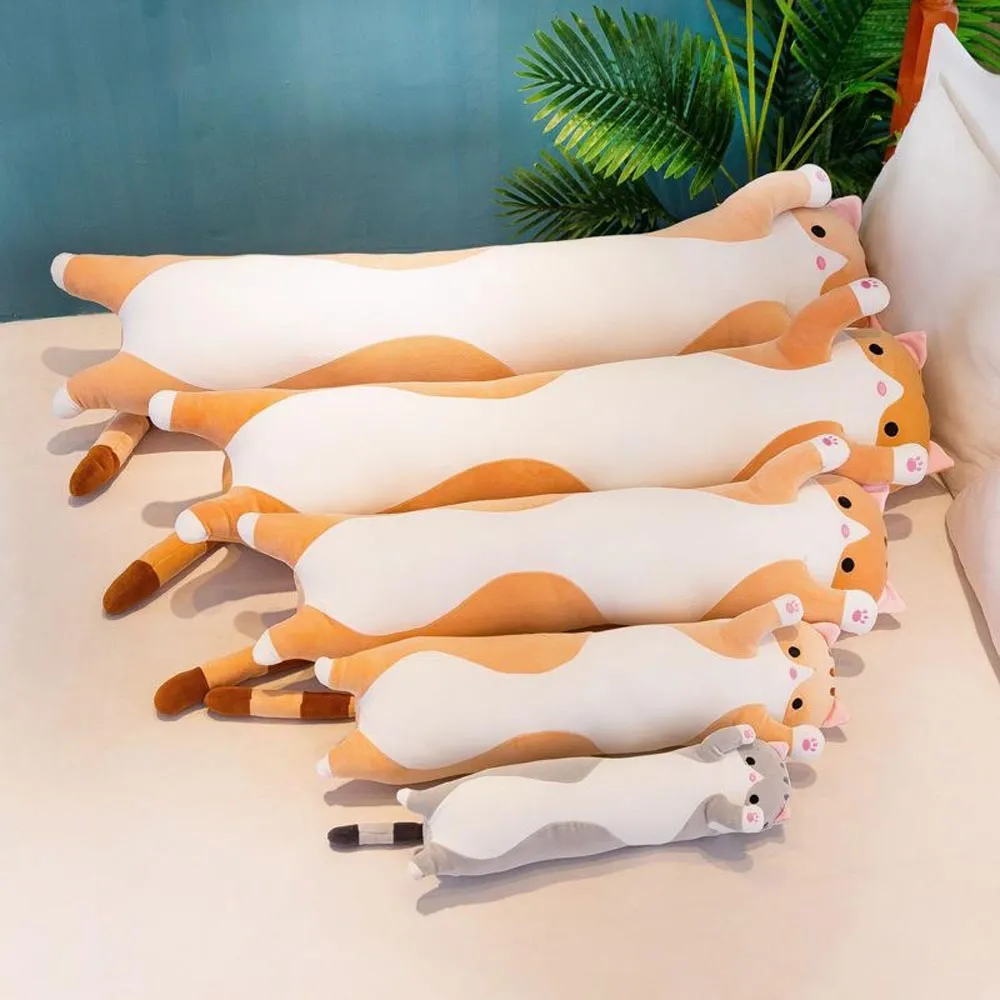 Long Cat Plush Toy Stuffed Animal Bolster Pillow