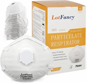 LotFancy N95 Mask, NIOSH Particulate Respirator, Face Mask for Construction, Cleaning, Air Filter Mask Anti Dust Particle