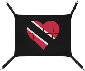 Love Trinidad and Tobago Heartbeat Cat Hanging Hammock Soft Breathable Pet Cage Dog Hammock with Adjustable Straps and Metal Hooks