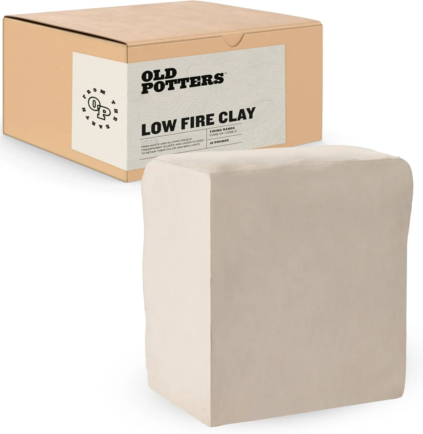 Low Fire Pottery Clay White, 10 lbs (Cones 04-3) Made in USA Modeling Clay for Wheel Throwing and Hand Building, Pottery Clay for Sculpting, Beginners, and Advanced