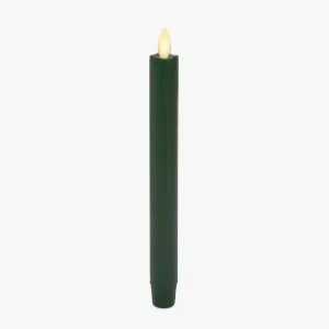 Luminara - Flameless Battery Operated Taper Candle - Holiday Green - Pack of 1-1x9.5 - LED Flickering Flame - Realistic Safe for Home Kids and Pets