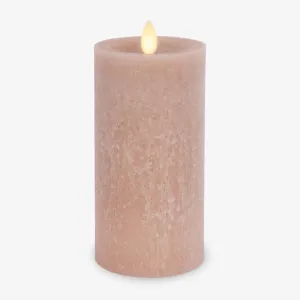 Luminara Sea Glass Flameless Candle, Timeless Taupe 3" x 6.5", Moving LED Flame Pillar with Timer, Battery Operated, Real Wax, Unscented Home Décor