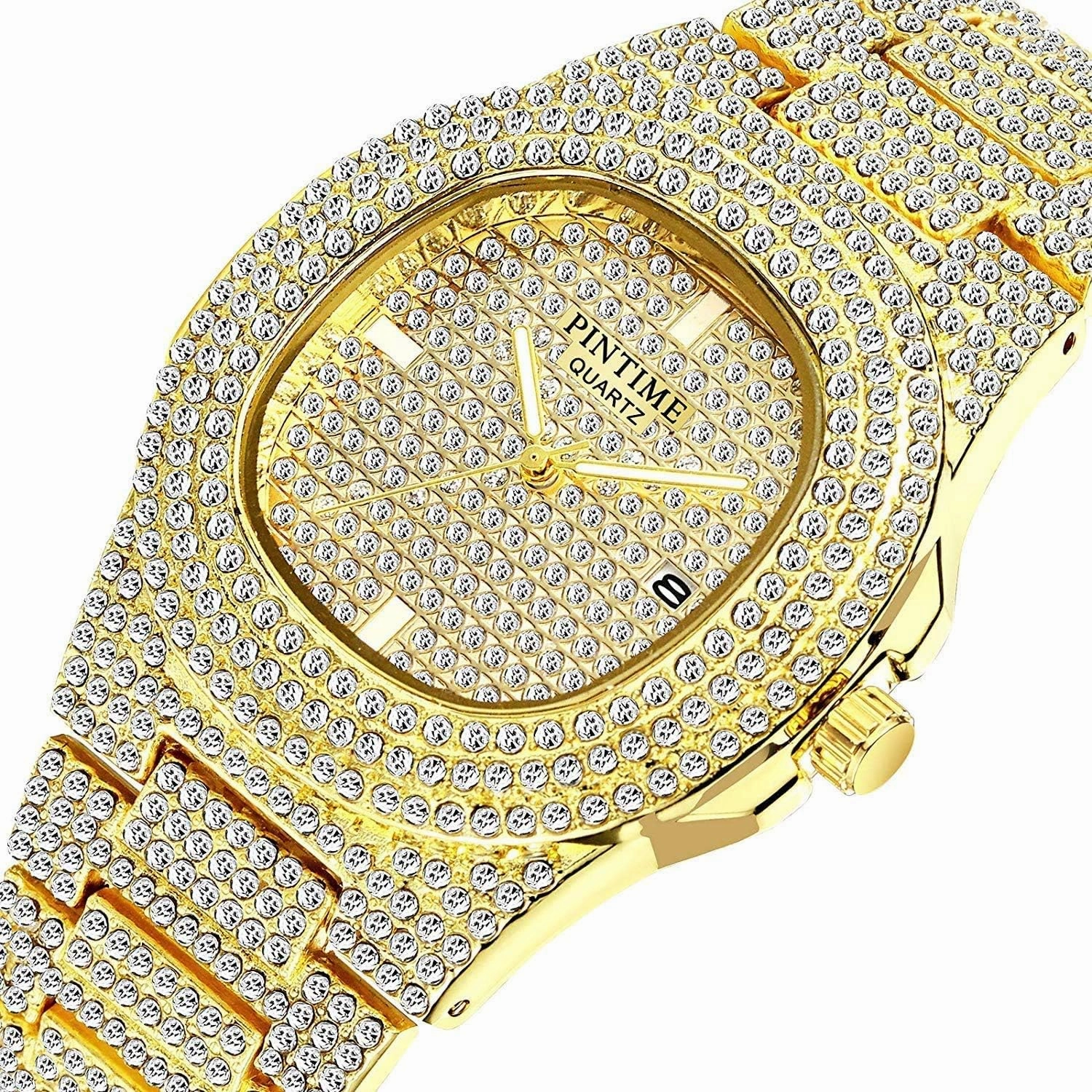 Luxury Unisex Watch Crystal Diamond Watches Big Face Women's Men's Quartz Watch Gold Color Silver Color Rose Gold Color Stainless Steel Wrist Watch