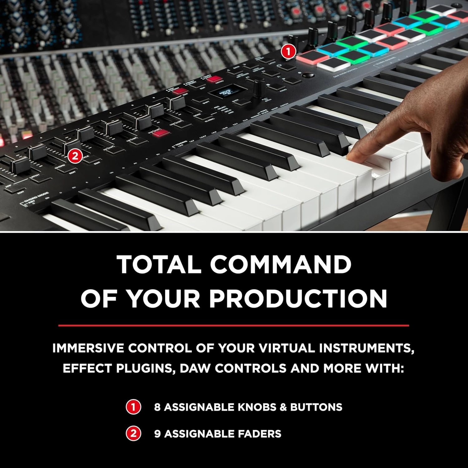 M-AUDIO Oxygen Pro 49 - 49 Key USB MIDI Keyboard Controller With Beat Pads, MIDI-assignable Knobs, Buttons and Faders, and Native Instruments Sound Package (NKS Integration)