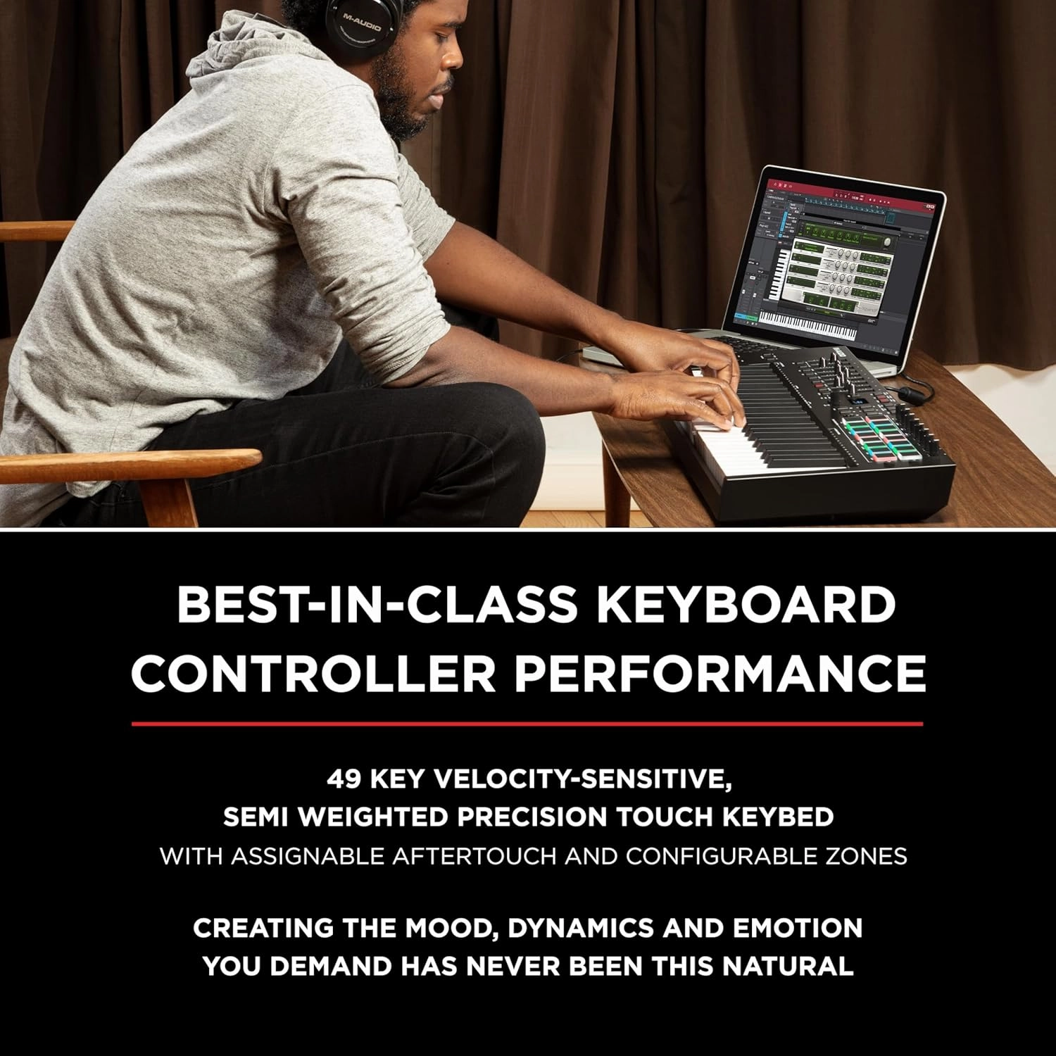 M-AUDIO Oxygen Pro 49 - 49 Key USB MIDI Keyboard Controller With Beat Pads, MIDI-assignable Knobs, Buttons and Faders, and Native Instruments Sound Package (NKS Integration)