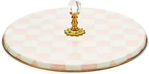 MACKENZIE-CHILDS Cheese Course, Cute Cheese Board and Serving Board for Charcuterie, Pink-and-White Rosy Check