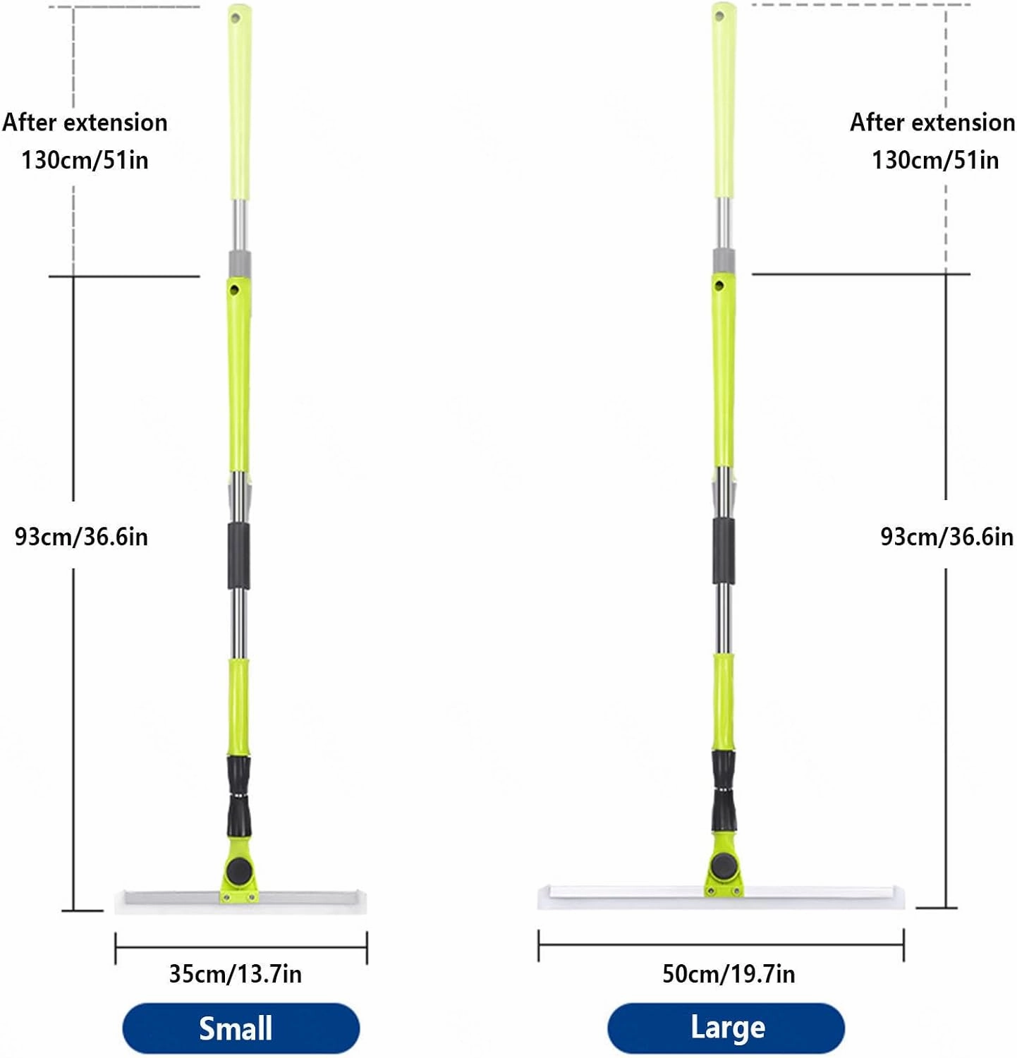 Magic Broom Squeegee, with 51 Long Handle Magic Broom Squeegee, Rubber Broom for Pet Hair Cleans Glass,Fine Dust,Hair,Liquids,Large:50×130cm