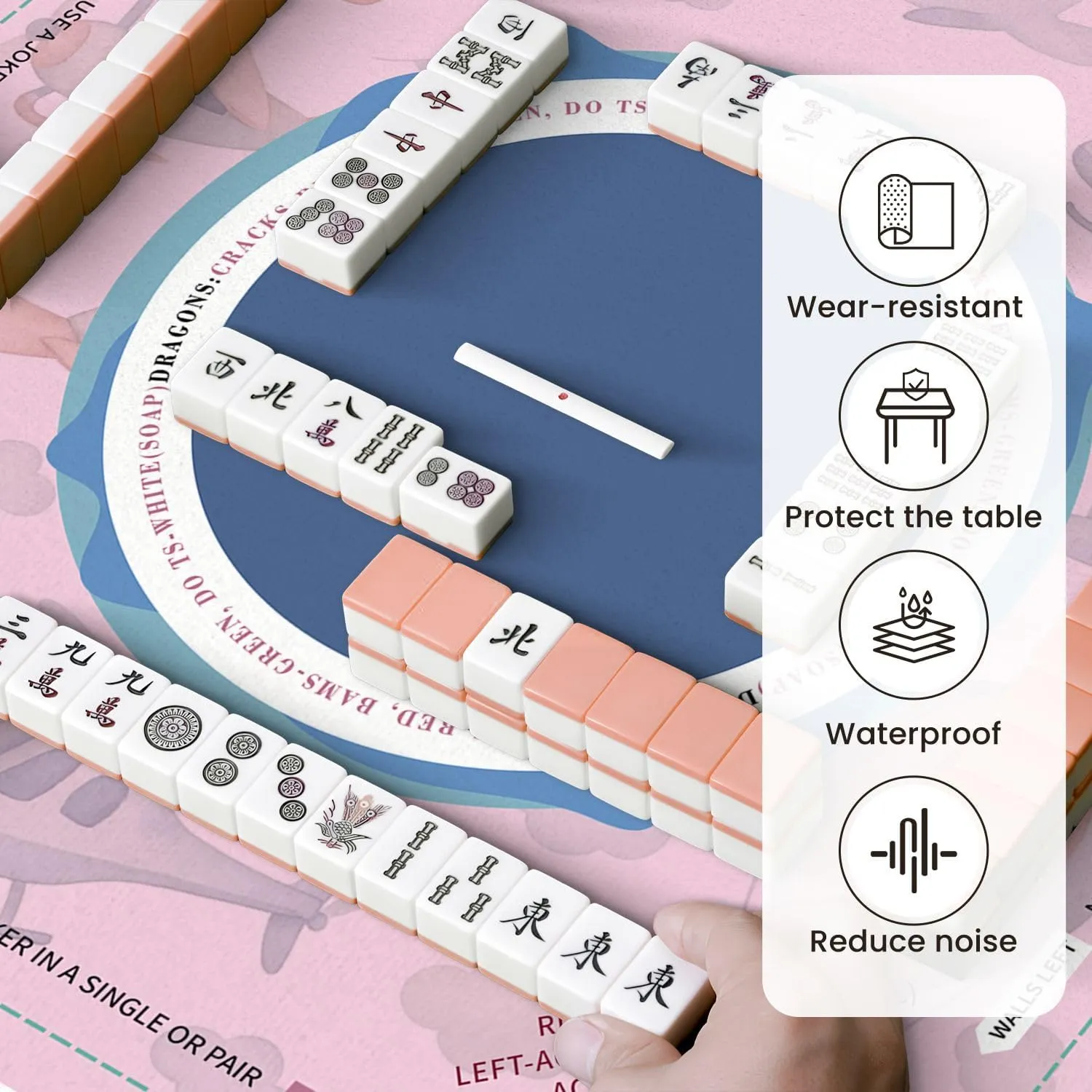Mahjong Mat for Table Watercolor set cute fancy sky scene complete airplanes helicopters 31.5" x 31.5" Non-Slip Noise-Reducing Game Mat Premium Mahjong Accessories for Poker Dominoes Board Games
