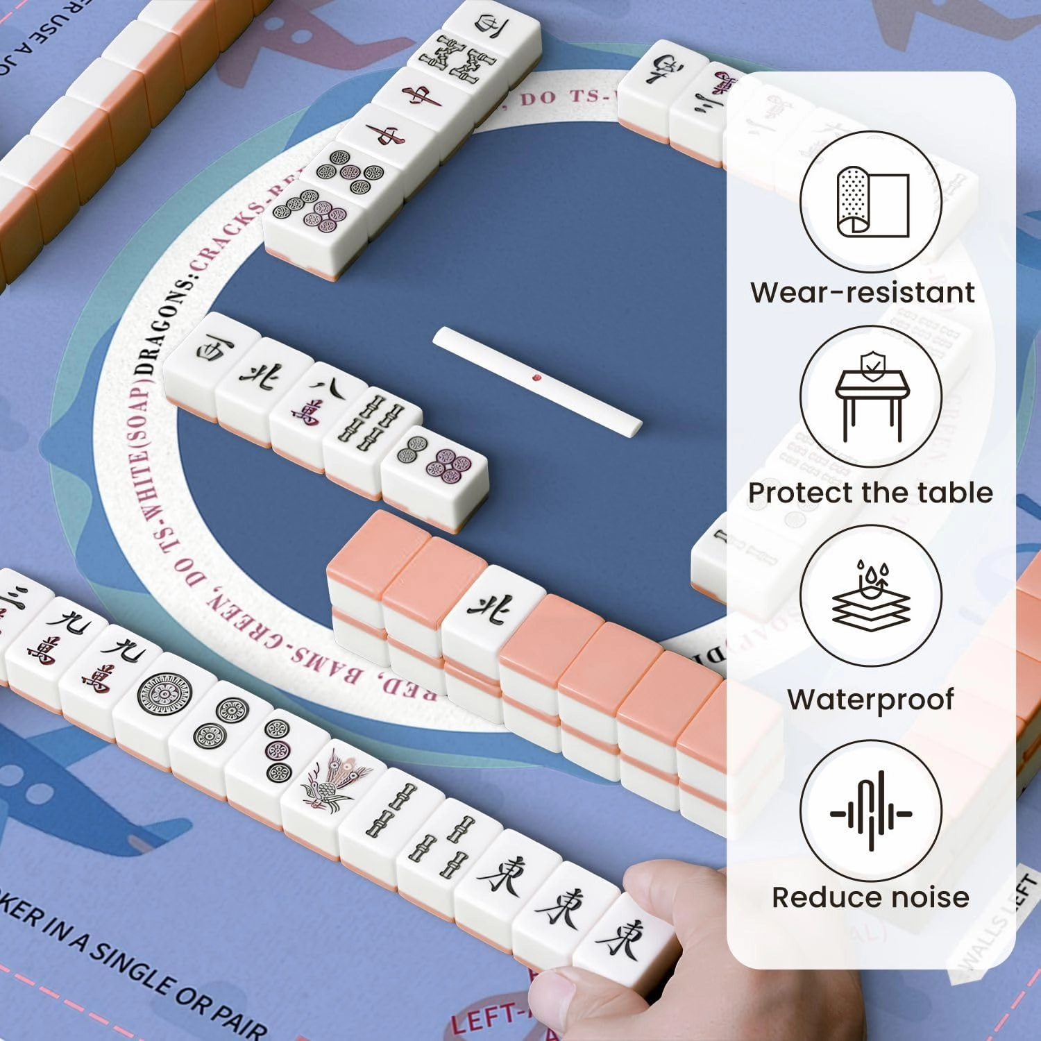 Mahjong Mat for Table Cute Seamless Color Planes Helicopters 31.5" x 31.5" Non-Slip Noise-Reducing Game Mat Premium Mahjong Accessories for Poker Dominoes Board Games