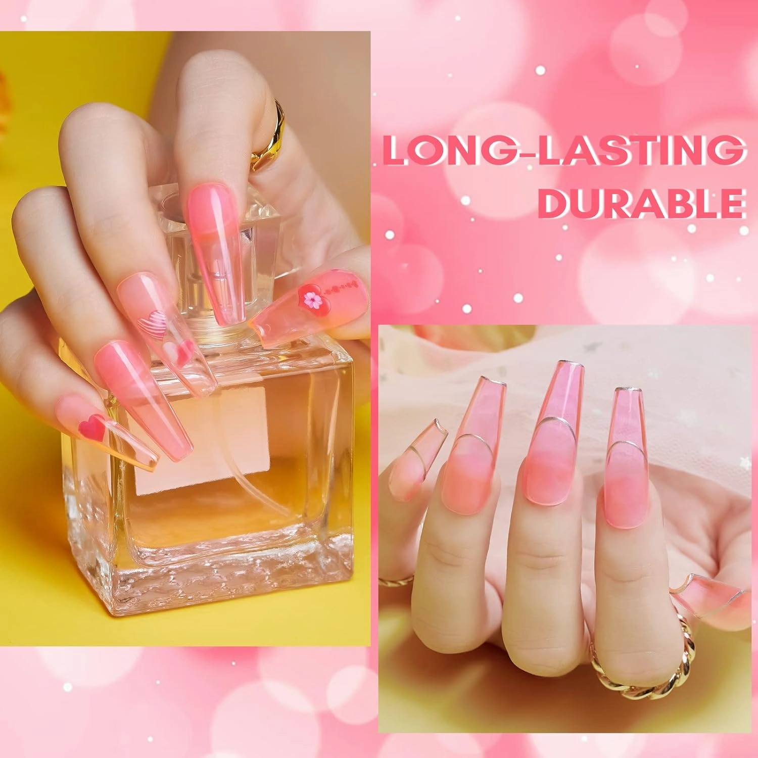 Makartt Jelly Gel Nail Polish Kit, 6 Colors 8ml, Light Baby Pink, Hot Pink, Red, Translucent Soak Off Gel, Crystal Glitter Spring Wedding DIY Nail Art, At-Home Manicure