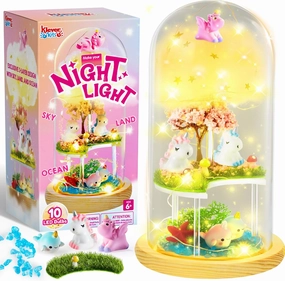 Make Your Own Unicorn Night Light - Birthday Crafts Gifts for Girls Kids, Unicorns Terrarium Kit for Kids, 3-in-1 Unicorn Toys Presents, Arts and Crafts for Girl Aged 6 7 8-12