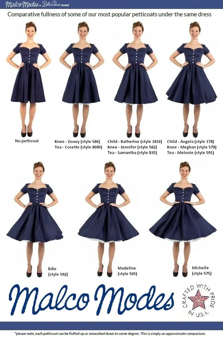 Malco Modes Luxury Vintage Adult Petticoat for Halloween Costume, Vintage Style, Party Wear