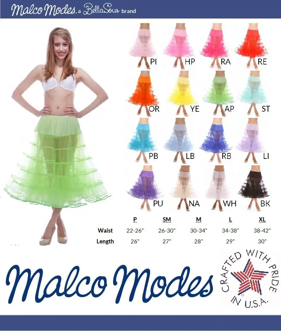 Malco Modes Melonie Luxury Organza Binding, Adjustable for Halloween Costume, Vintage Style, Party wear and Festive Crinoline