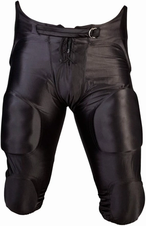 Martin Sports Adult Football Dazzle Game Pants with Pads, Integrated 7-Piece Pad Set, Black