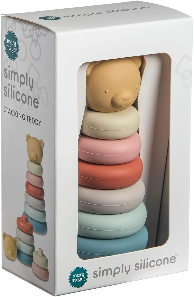 Mary Meyer Baby and Toddler Toys Simply Silicone Stacking Rings for 6  Months Old Preschool Gifts, 6-Inches, Teddy