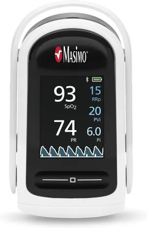 Masimo MightySat Fingertip Pulse Oximeter with Bluetooth, Monitor Blood Oxygen Saturation and Breath per Minute, OLED Screen, Touchpad, Long Battery Life