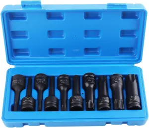 maXpeedingrods 10Pcs 1/2 Inch Torx Impact Socket Set, Drive Impact Torx Star Socket Bits, T30 T40 T45 T50 T55 T60 T70 T80 T90 T100, 3-Inch Extra Long Socket Bits Set with Case