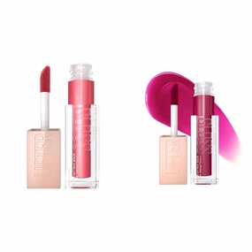 MAYBELLINE Lifter Gloss Hydrating Lip Gloss with Hyaluronic Acid, Heat Raspberry Neutral & Taffy Sheer Berry Shades, 0.18 & 1 Ounce