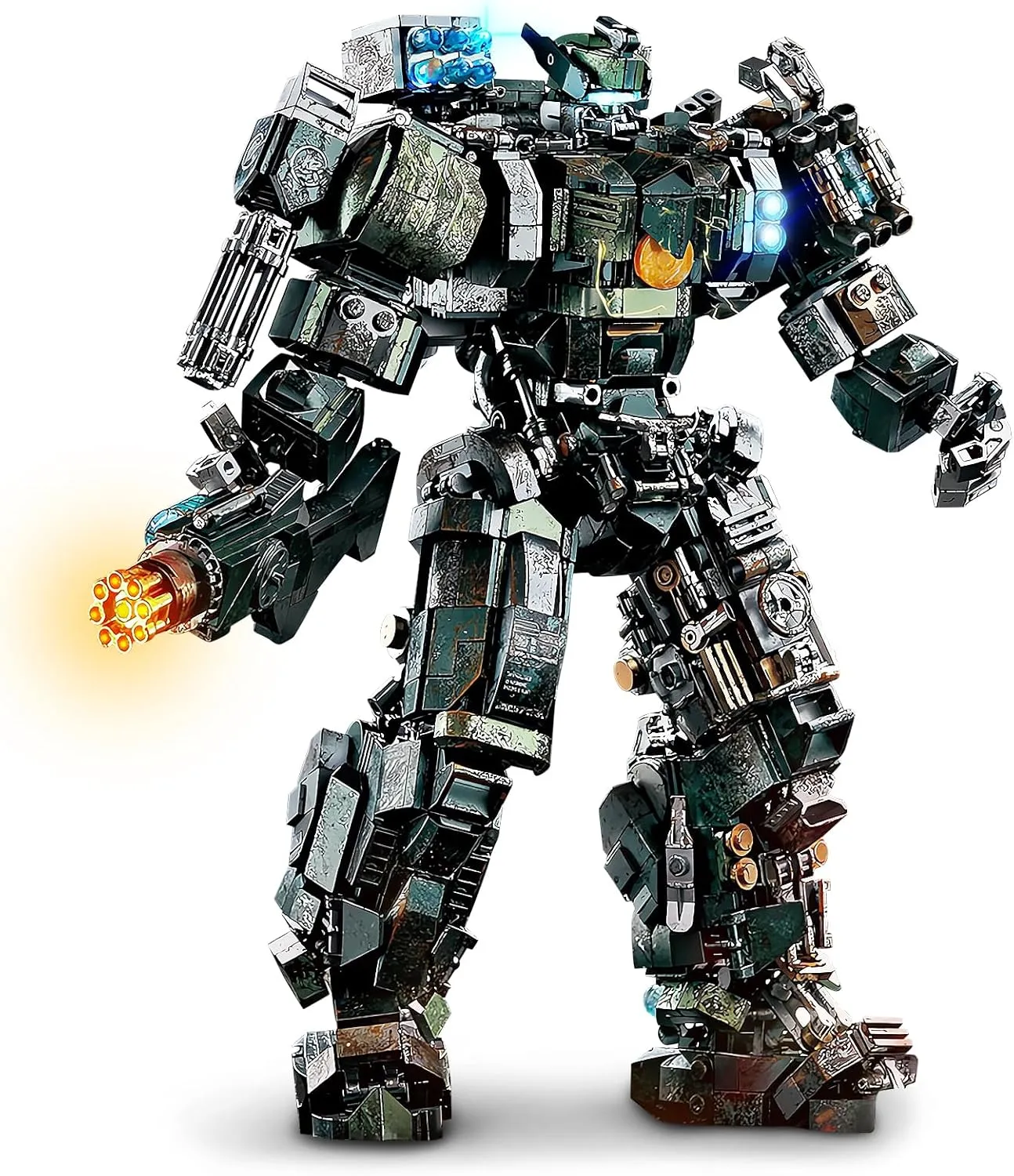 Mech Building Blocks Set for Adults，Motorized Robot Model Building Kit with Multiple Weapons, Battle Damage Style Warrior Collectible Gifts for Man Boys Ages 12  (1403 Pieces)