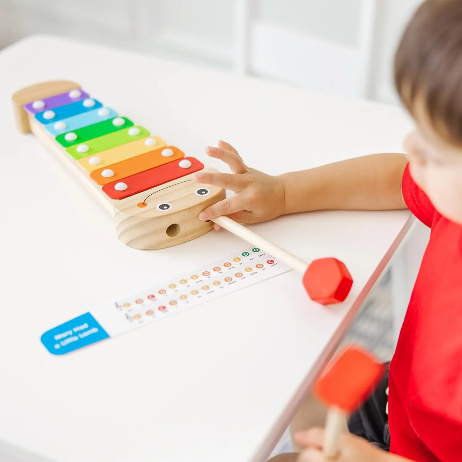 Melissa & Doug Caterpillar Xylophone Musical Toy With Wooden Mallets 15.25" x 6.5" x 1.5 - For Toddlers,Ages 3 ,Blue