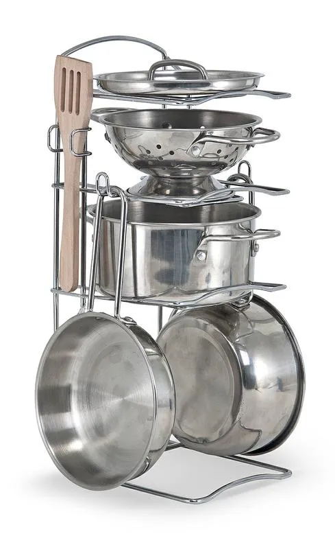 Melissa & Doug Let's Play House! Stainless Steel Pots & Pans Play Set