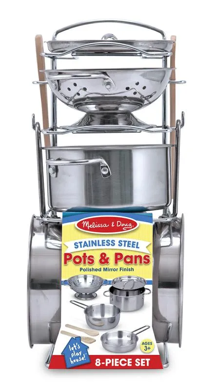 Melissa & Doug Let's Play House! Stainless Steel Pots & Pans Play Set