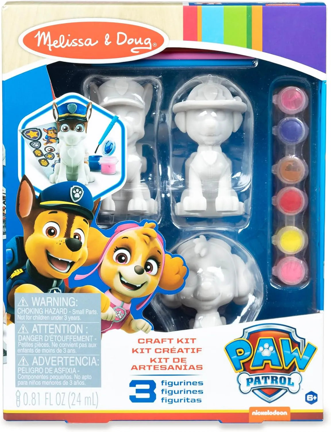 Melissa & Doug PAW Patrol Craft Kit - 3 Decorate Your Own Pup Figurines - PAW Patrol Toys For Boys And Girls, PAW Patrol Painting Set, PAW Patrol Activity For Birthday Parties, Painting For Ages 6 