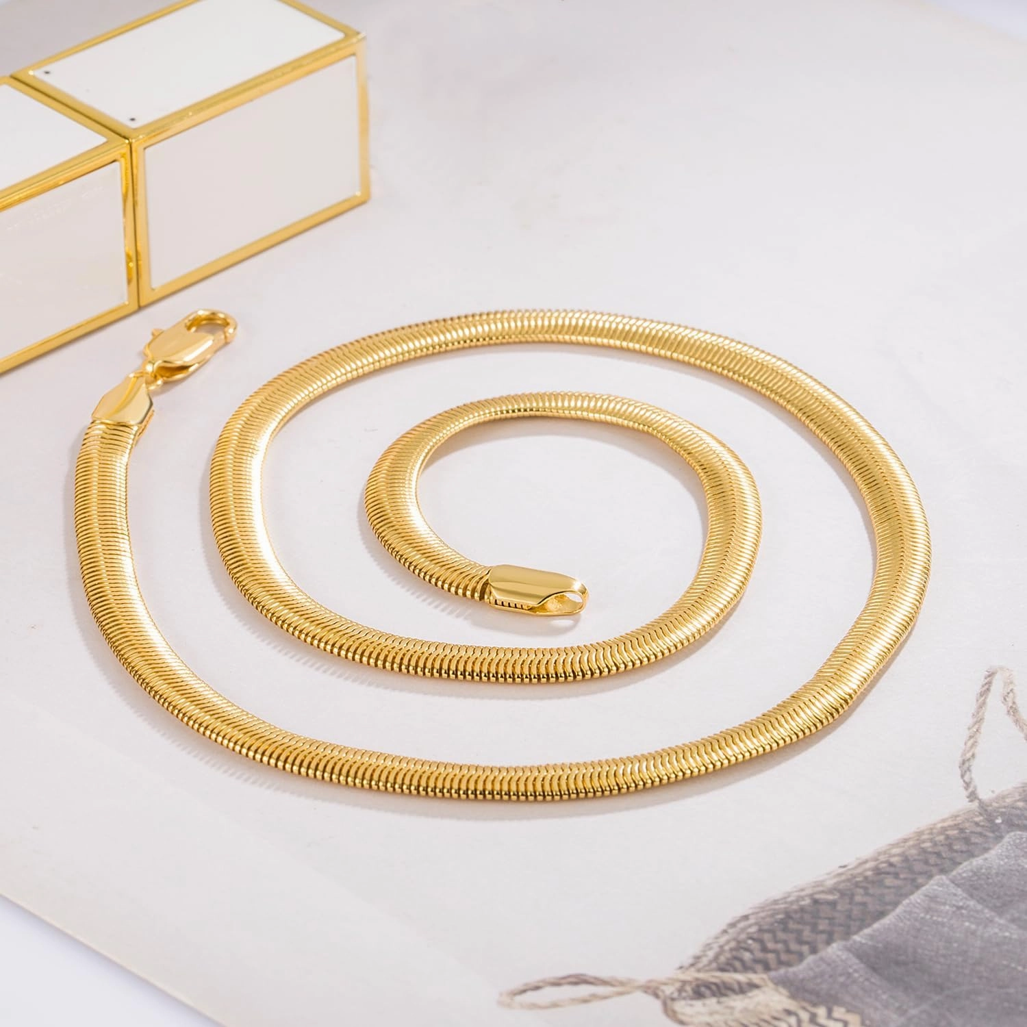 Men 925 Sterling Silver Necklace Italian 6MM-8MM Flexible Flat Snake Chain Choker 16-30 Inch 24K Gold plated Fine Jewelry Gifts for Women
