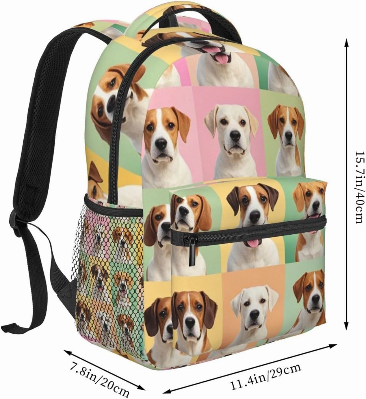 Men & Women Lightweight Funny Pet Dogs Art Casual Daypack Large Capacity Bookbag With Adjustable Shoulder Straps for Gym Business Bicycle