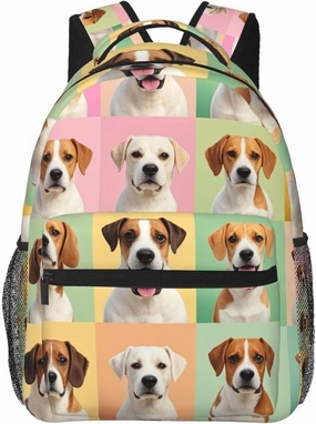 Men & Women Lightweight Funny Pet Dogs Art Casual Daypack Large Capacity Bookbag With Adjustable Shoulder Straps for Gym Business Bicycle