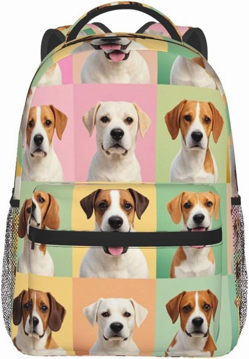Men & Women Lightweight Funny Pet Dogs Art Casual Daypack Large Capacity Bookbag With Adjustable Shoulder Straps for Gym Business Bicycle